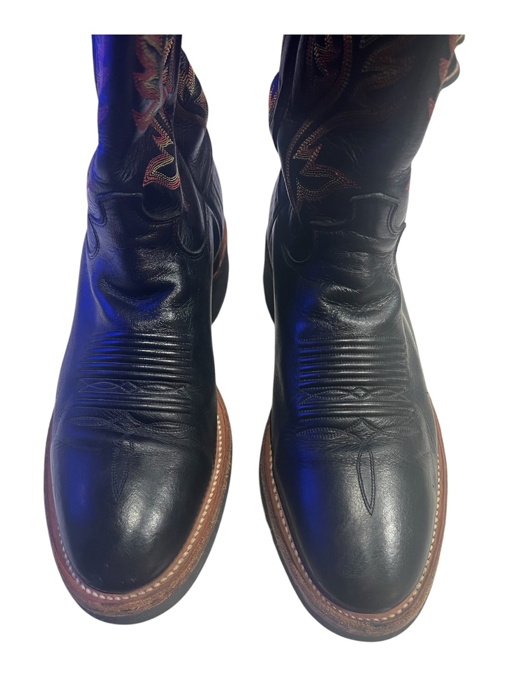 Justin Black Leather Western Roper Boots – Men’s Size 10.5 D - Picture 6 of 7